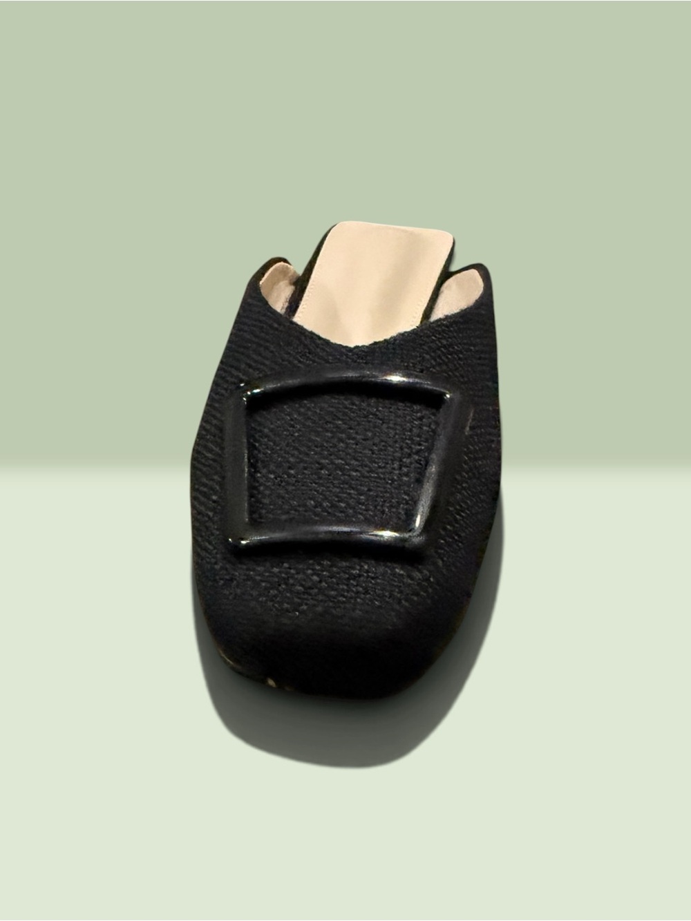 Black Women's Slip-On Square Buckle Mule